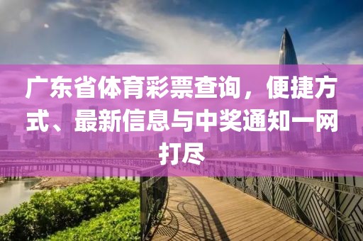 广东省体育彩票查询，便捷方式、最新信息与中奖通知一网打尽